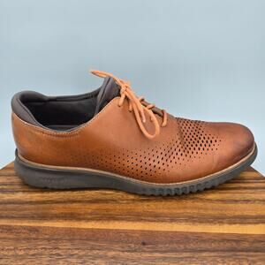 Cole Haan 2.Zerogrand Oxfords Men's 12 M Brown Leather Laser Wingtip Dress Shoes